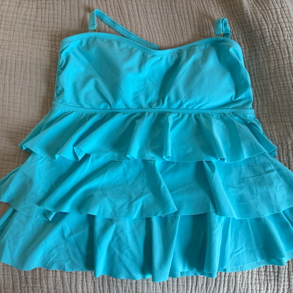 Island Escape Aqua Tiered Swimdress